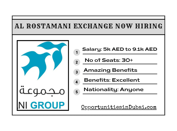 Careers at Al Rostamani Exchange in DUBAI Walk in Interview in Dubai